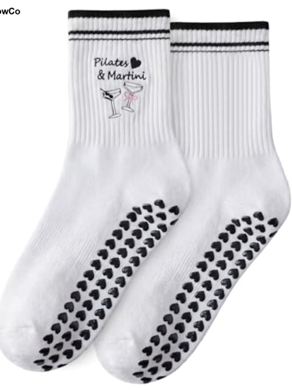Pilates Yoga Grip Socks Non-Slip Cotton Blend Crew Ballet Dance Fitness Women